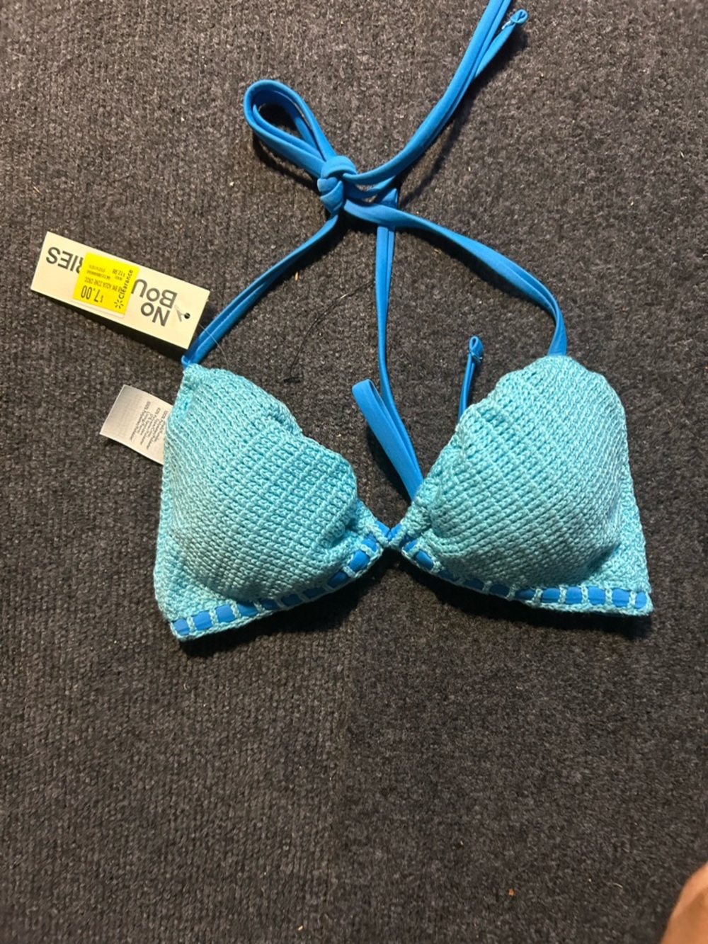NOBO Turquoise Crochet Halter Bikini Top